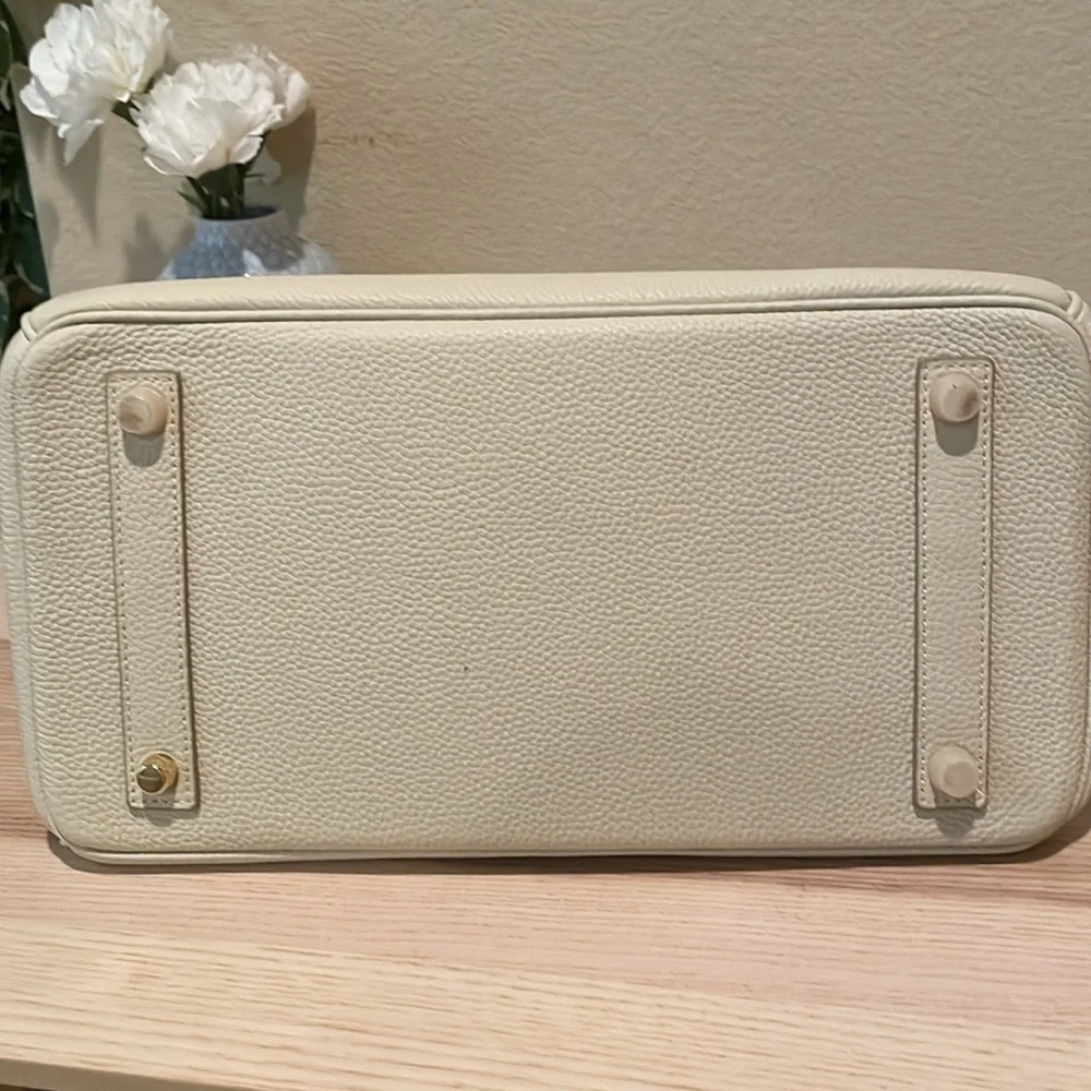 Top Handle Leather Satchel BK Cream White 30cm - Picture 5 of 9
